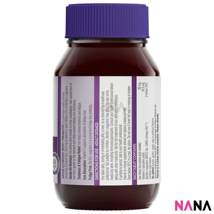 Swisse Ultiboost Iron + Probiotic 30 Tablets - NANA MALL