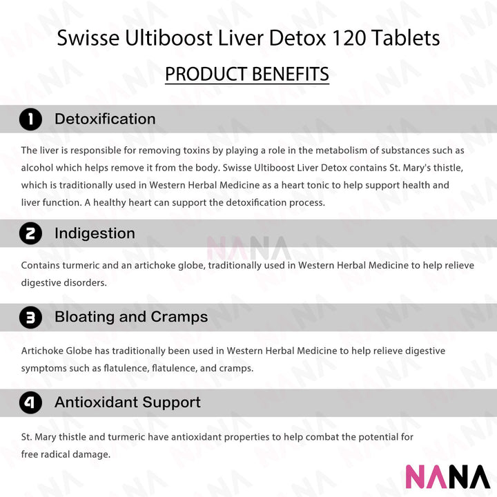 Swisse Ultiboost Liver Detox 120 Tablets Nutritional Supplements Swisse 