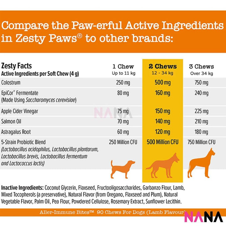 Zesty Paws Aller - Immune Bites Lamb Flavor 90 Soft Chews - NANA MALL