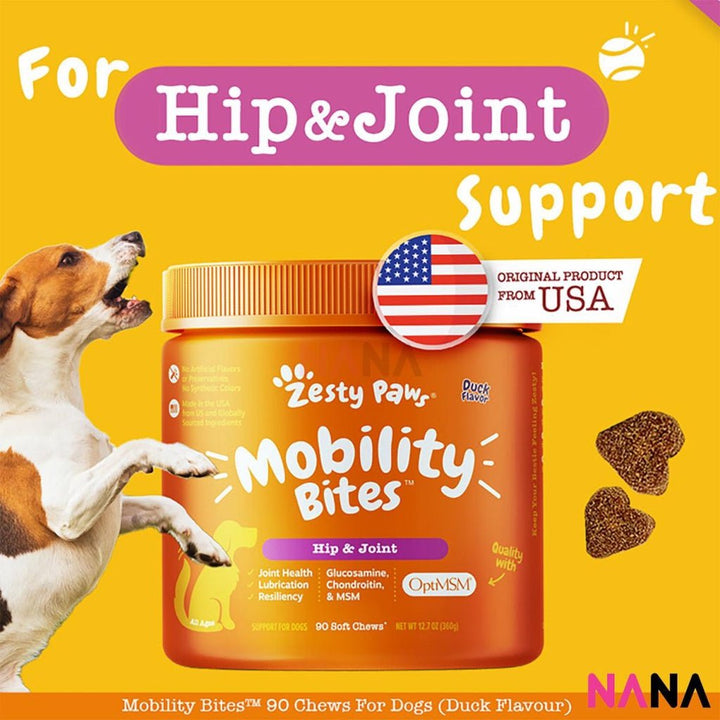 Zesty Paws Hip & Joint Mobility Bites Duck Flavor - 90 Soft Chews - NANA MALL