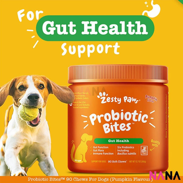Zesty Paws Probiotic Bites Pumpkin Flavor 90 Soft Chews - NANA MALL